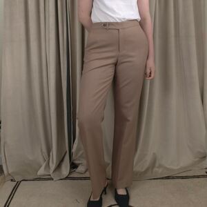 Vintage Chaps Tan Wool Formal Tailored Trousers
